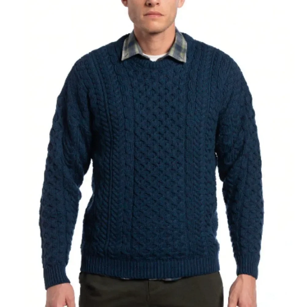 Rue Saint Patrick  Men's 100% Wool Chunky Cable Knit Fall Winter Sweater - Picture 2 of 11